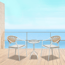 Kerti 3 darabos rattan szett, fehér/bézs, ELIOR