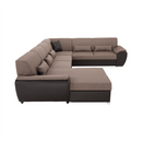 ülőgarnitúra U alakban, szövet barna/textilbőr barna, balos, EMILY U
