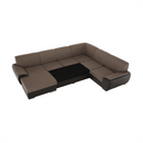 ülőgarnitúra U alakban, szövet barna/textilbőr barna, balos, EMILY U