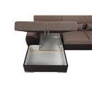 ülőgarnitúra U alakban, szövet barna/textilbőr barna, balos, EMILY U