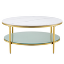 Dohányzóasztal, világos márvány/tejes/gold króm-arany, ENION 2 NEW