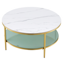 Dohányzóasztal, világos márvány/tejes/gold króm-arany, ENION 2 NEW