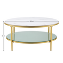 Dohányzóasztal, világos márvány/tejes/gold króm-arany, ENION 2 NEW