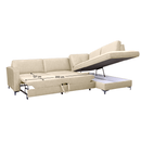 Széthúzható ülőgarnitúra, krémszínű, jobbos, ERMON ROH