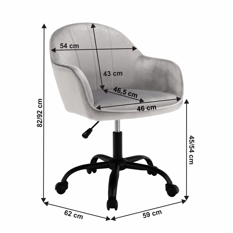 Irodai szék, Velvet anyag világosszürke/fekete, EROL