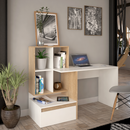 Számítógépasztal, fehér/sonoma tölgy, EROSS NEW