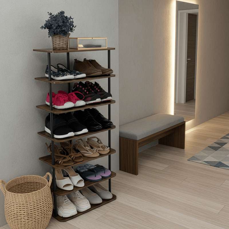 Többcélú polc, fekete/rusztikus fa, ETUDA TÍPUS 2