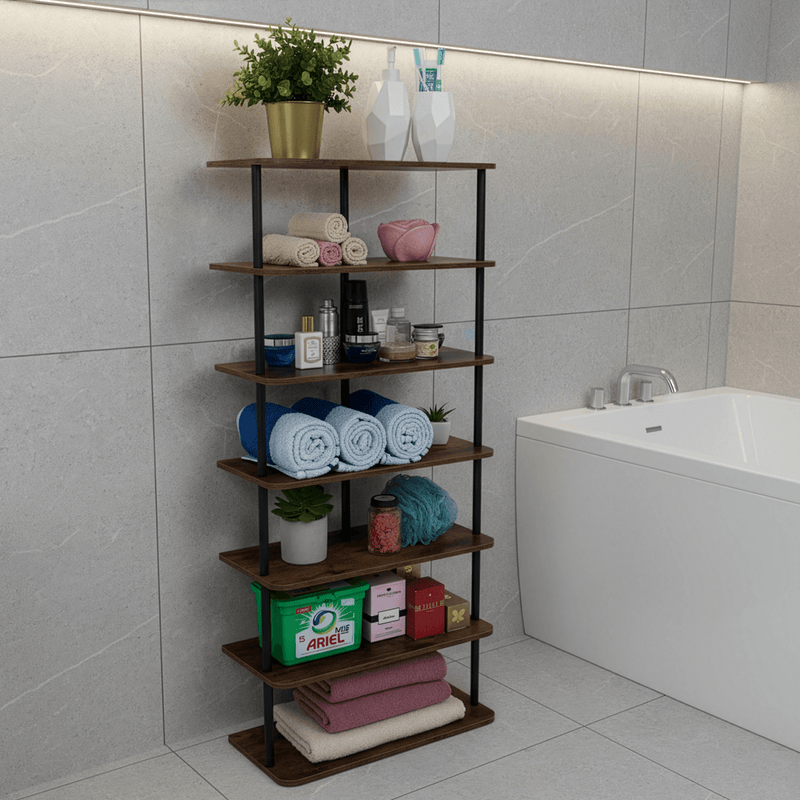 Többcélú polc, fekete/rusztikus fa, ETUDA TÍPUS 2