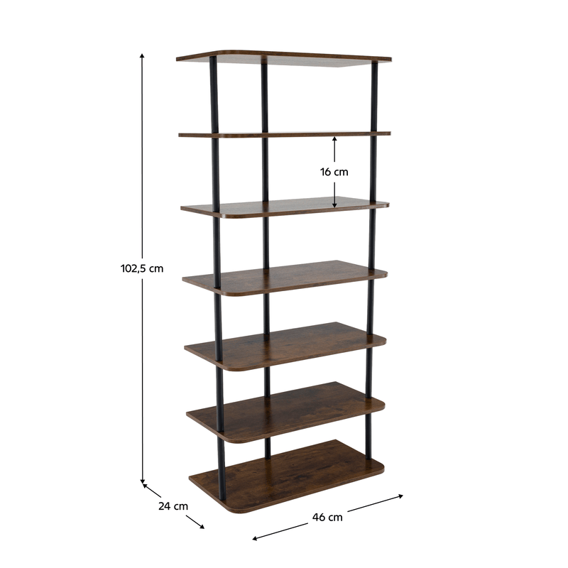 Többcélú polc, fekete/rusztikus fa, ETUDA TÍPUS 2