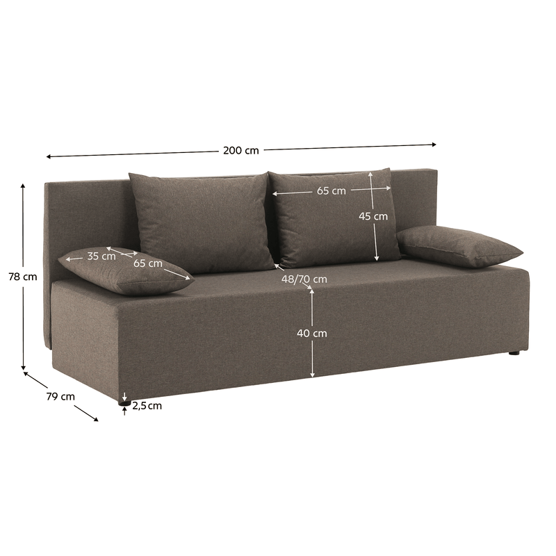 Kihúzható heverő, barna, EUGI