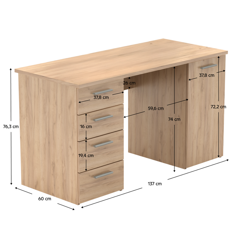 Íróasztal, artisan tölgy, EUSTACH