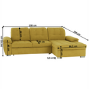 Ülőgarnitúra, mustár anyag, jobbos, EVANGELIN