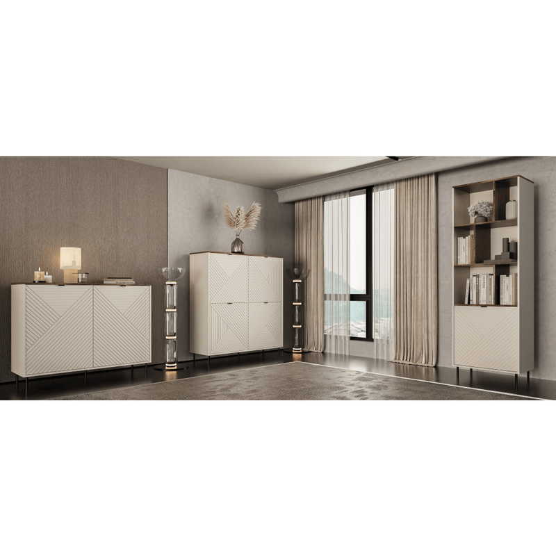 Nyitott polcos szekrény, kasmír/castello tölgy, EYCO 1D