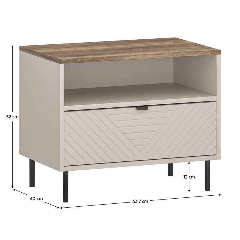 Éjjeliszekrény, kasmír/castello tölgy, EYCO 1S