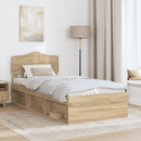 vidaXL Ágykeret fejtámlával Sonoma tölgy 90 x 200 cm Tömör fenyőfa