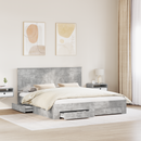 vidaXL Ágykeret fejtámlával fiókkal Beton Szürke 180 x 200 cm Faanyag