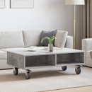 vidaXL Gördülékeny oldalasztal Beton Szürke 90 x 50 x 30 cm Faanyag