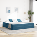 vidaXL Ágy tárolóval és matraccal Sötét kék 200 x 200 cm Bársony