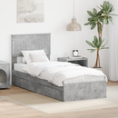 vidaXL Tárolós Ágy fejtámlával Beton Szürke 75 x 190 cm Faanyag