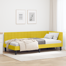 vidaXL Sarokágy keret fejtámlával Sárga 90 cm x 190 cm Bársony