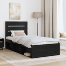 vidaXL Ágykeret fejtámlával Fekete 75 x 190 cm Tömör fenyőfa