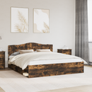 vidaXL Ágykeret fejtámlával Füstölt tölgy 180 x 200 cm Tömör fenyőfa