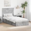 vidaXL Tárolós Ágy fejtámlával Beton Szürke 75 x 190 cm Faanyag