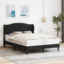 vidaXL Ágykeret fejtámlával Fekete 120 x 190 cm Műbőr