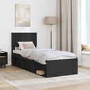 vidaXL Ágykeret fejtámlával Fekete 75 x 190 cm Tömör fenyőfa