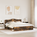 vidaXL Ágykeret fejtámlával Füstölt tölgy 180 x 200 cm Tömör fenyőfa