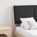 vidaXL Kárpitozott fejtámla Fekete 120 cm Tömör fenyőfa