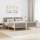 vidaXL Ágykeret fejtámlával Világosszürke 180 x 200 cm Tömör fenyőfa