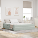 vidaXL Ágy tárolóval és matraccal Világosszürke 180 x 200 cm Bársony