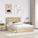 vidaXL Tárolós Ágy fejtámlával Sonoma tölgy 140 x 190 cm Faanyag