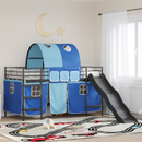 vidaXL Gyerekek Loft Ágykerete Egyszínű Fekete és Kék 107 x 203 cm Fém