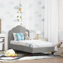 vidaXL Gyerekágy keret fejtámlával Világosszürke 70 x 140 cm Bársony
