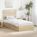 vidaXL Tárolós Ágy fejtámlával Sonoma tölgy 100 x 200 cm Faanyag