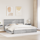 vidaXL Tárolós Ágy fejtámlával Szürke Sonoma 200 x 200 cm Faanyag
