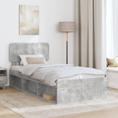 vidaXL Ágykeret fejtámlával Beton Szürke 90 x 190 cm Tömör fenyőfa