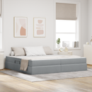 vidaXL Ágy tárolóval és matraccal matracmal Világosszürke 200 x 200 cm