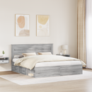 vidaXL Ágykeret fejtámlával Szürke Sonoma 200 x 200 cm Tömör fenyőfa