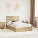 vidaXL Tárolós Ágy fejtámlával Sonoma tölgy 135 x 190 cm Faanyag