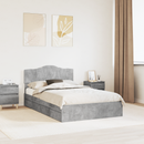 vidaXL Tárolós Ágy fejtámlával Beton Szürke 135 x 190 cm Faanyag