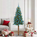 vidaXL Karcsú karácsonyfa 300 LED-del Zöld 180 cm PVC és tömör fenyőfa