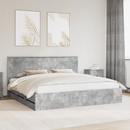 vidaXL Ágykeret fiókkal tárolóval Beton Szürke 200 x 200 cm Mérnöki Fa