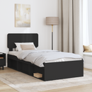 vidaXL Ágykeret fejtámlával Fekete 90 x 190 cm Tömör fenyőfa