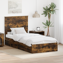 vidaXL Tárolós Ágy fejtámlával Füstölt tölgy 90 x 190 cm Faanyag