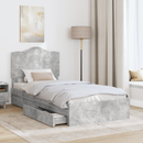 vidaXL Tárolós Ágy fejtámlával Beton Szürke 90 x 190 cm Faanyag