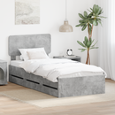 vidaXL Ágykeret fiókkal tárolóval Beton Szürke 90 x 200 cm Mérnöki fa