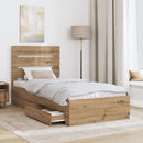 vidaXL Ágykeret fiókkal fejtámlával Artisan tölgy 90 x 200 cm Faanyag